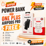 VEN-DENS 10000mAh Power Bank with FREE OnePlus AirPods Pro | Fast Charging Portable Power Bank with 4 Cable