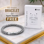 Legacy Bracelet Silver with FREE Apple AirPods Pro – 2nd Generation | Premium Stainless Steel Men's Bracelet