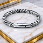 Legacy Bracelet Silver with FREE Apple AirPods Pro – 2nd Generation | Premium Stainless Steel Men's Bracelet - Image 2