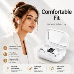 Q10 4-Earphones Wireless Bluetooth Headset – White | Dual Sharing, HiFi Sound & Digital Display - Image 4