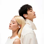 Q10 4-Earphones Wireless Bluetooth Headset – Cream | Dual Sharing, HiFi Sound & Digital Display - Image 5