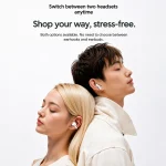 Q10 4-Earphones Wireless Bluetooth Headset – White | Dual Sharing, HiFi Sound & Digital Display - Image 2