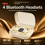 Q10 4-Earphones Wireless Bluetooth Headset – Cream | Dual Sharing, HiFi Sound & Digital Display - Image 2