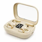 Q10 4-Earphones Wireless Bluetooth Headset – Cream | Dual Sharing, HiFi Sound & Digital Display - Image 3
