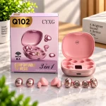 CYXG Q102 Wireless Earbuds – Pink | Bluetooth 6.1 | 3-in-1 Design | Type-C Charging - Image 2