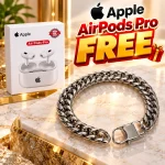 Premium Silver Glossy Cuban Link Chain Bracelet FREE Apple Airpods Pro - Image 3