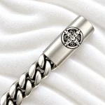 The Royal Matte Silver Cuban Link Bracelet FREE Apple Airpods - Image 3